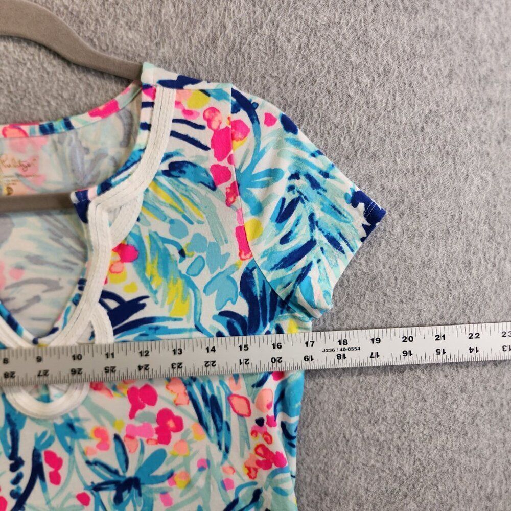 Lilly Pulitzer Top Womens XS Brewster Serene Blue Tippy Tropical Resort Cruise - Picture 6 of 12